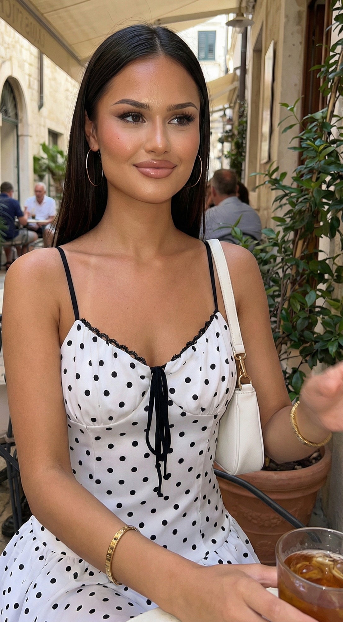 Evelisse Polka Dot Tiered Mini Dress - White