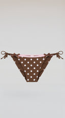 Malibu Polka Dot Bikini Set in Brown close-up of fabric and construction