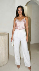 Lugano Luxe Texture Wide Pant - Ivory