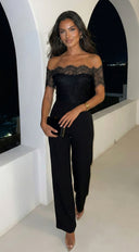 Bellamora Lace Off Shoulder Jumpsuit - Black