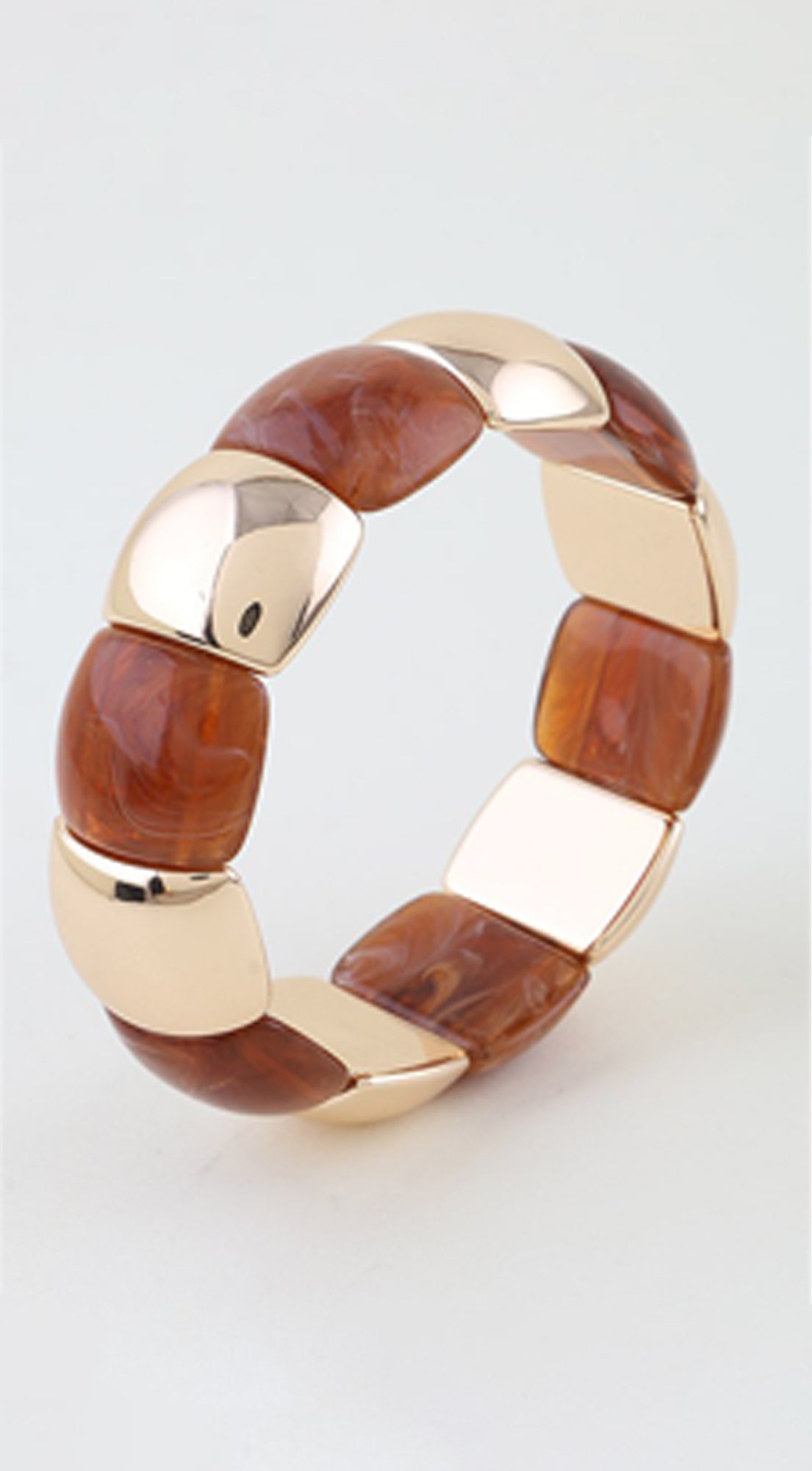 Rustic Glam Stone Cuff Bracelet - Brown