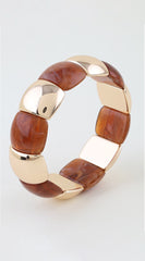 Rustic Glam Stone Cuff Bracelet - Brown