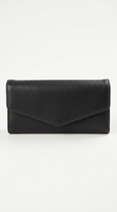 Amara Tri-fold Envelope Faux Leather Wallet Clutch - Black