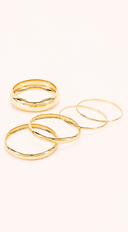 Riri Smooth 5 Piece Bangle Bracelet Set - Gold