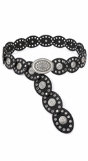 Ember Faux Leather Oval Vintage Belt - Black