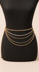 Tina Layered Drop Plus Size Chain Belt - Gold
