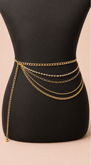 Tina Layered Drop Plus Size Chain Belt - Gold