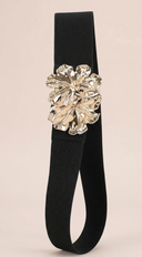 Cece Metal Flower Elastic Belt in Black side profile view