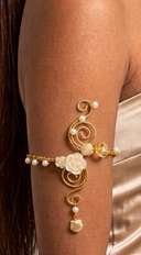 Amalfi Floral Pearl Arm Cuff - Gold