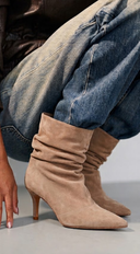 Zélie Slouch Suede Pointed Toe Ankle Boots - Taupe