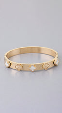 Dia Cream Multi Clover Cuff Bracelet - Gold