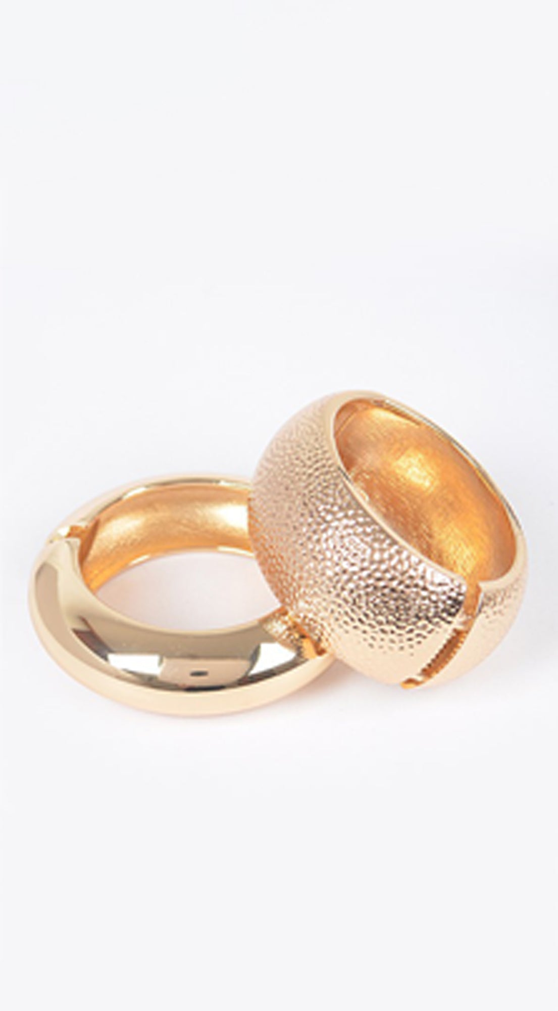 Gilded Duo Two Piece Set Metal Bangle -  Gold