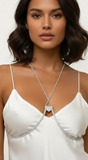 Solara Heart Crystal Bra Chain - Silver