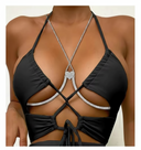 Solara Heart Crystal Bra Chain - Silver