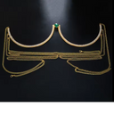Luminous Green Crystal Bra Chain - Gold