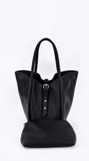 Siena Vegan Leather Top Handle Shoulder Bag - Black