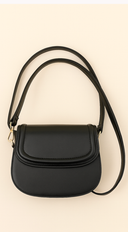 Faux Leather Crossbody Bag - Black