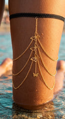 Butterfly Cascade Thigh Chain - Gold