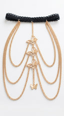 Butterfly Cascade Thigh Chain - Gold