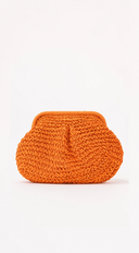 Amaya Woven Straw Clutch Bag - Orange