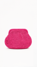 Amaya Woven Straw Clutch Bag - Pink