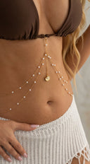 Clam Charm Beaded Waist Chain - Gold