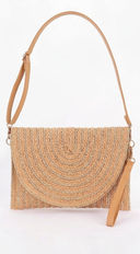 Ria Metallic Braided Envelope Clutch - Khaki