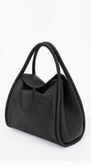 Siena Vegan Leather Top Handle Shoulder Bag - Black