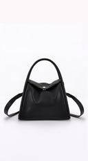 Siena Vegan Leather Top Handle Shoulder Bag - Black