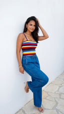 Havana Stripe Knit Cami Top - Blue Multi