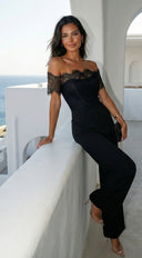 Bellamora Lace Off Shoulder Jumpsuit - Black