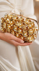 Pearl & Petal Evening Clutch - Gold