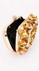 Pearl & Petal Evening Clutch - Gold