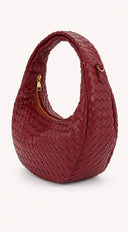 Luna Weave Braided Half-Moon Shoulder Bag - Burgundy