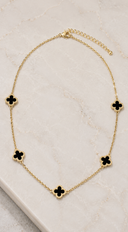 Solana Cubic Zirconia Clover Chain Necklace - Black