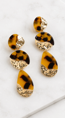 Savanna Marbled Pebble Drop Earrings - Brown