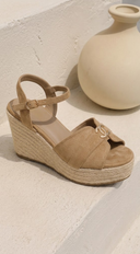 Mallorca Espadrille Platform Wedges   - Beige