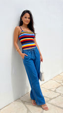 Havana Stripe Knit Cami Top - Blue Multi