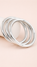 Zaral Polished 3 Piece Bangle Bracelet Set - Silver