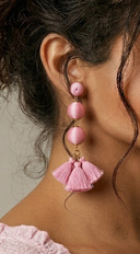 Tiare Tassel Drop Earrings - Pink