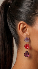 Mist Resin Oval Drop Statement Earrings - Purple