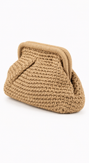 Marbella Crochet Knit Pouch Bag - Beige
