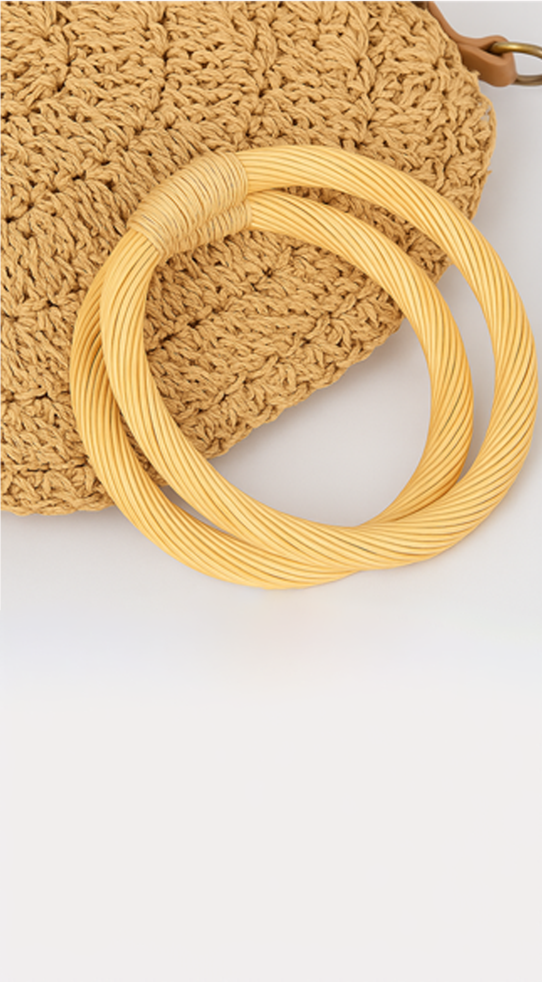 Baha Straw Round Handbag - Khaki