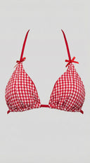 Marbella Gingham Tie Bikini Set in Red back view on model