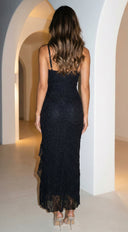 Rosyne Lace Drape Maxi Dress - Black