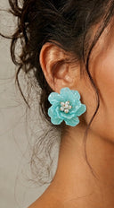 Santorini Flower Earrings - Blue