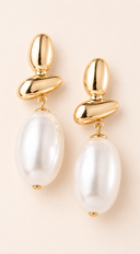 Velora Pearl Stone Earrings - Gold