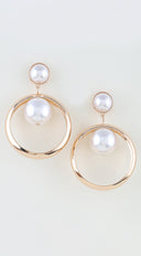 Aria Pearl Drop Hoop Earrings - Gold