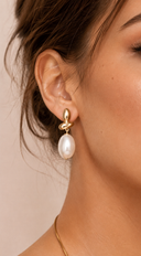 Velora Pearl Stone Earrings - Gold