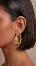 Alessia Textured Hoop Earrings - Gold